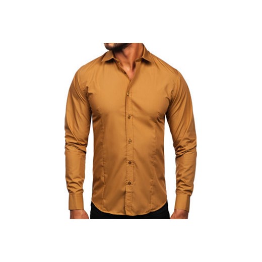 Koszula męska elegancka z długim rękawem jasnobrązowa Bolf 1703 2XL Denley promocyjna cena
