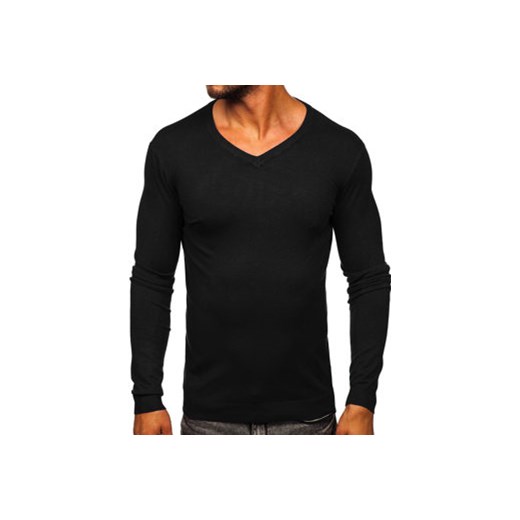 Czarny sweter męski w serek Denley MMB601 M wyprzedaż Denley