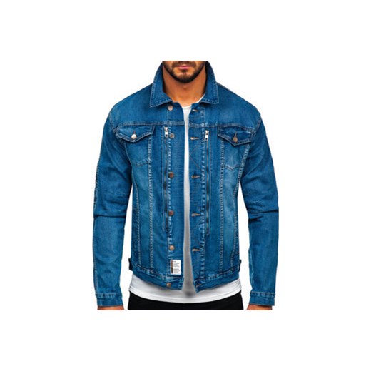 Niebieska kurtka jeansowa męska Denley MJ508B M okazyjna cena Denley