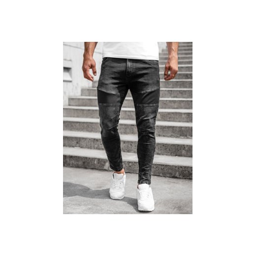 Czarne spodnie jeansowe męskie slim fit Denley TF274 35/XL promocja Denley