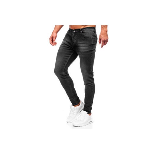 Czarne spodnie jeansowe męskie skinny fit Denley R919-1 S okazyjna cena Denley