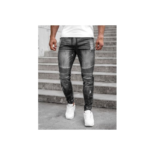 Czarne spodnie jeansowe joggery męskie Denley MP0077N 2XL wyprzedaż Denley