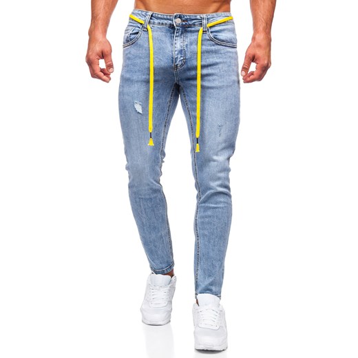 Niebieskie spodnie jeansowe męskie regular fit Denley KX568 31/M promocja Denley