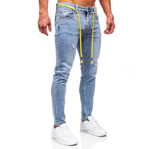 Niebieskie spodnie jeansowe męskie regular fit Denley KX568 30/S okazyjna cena Denley