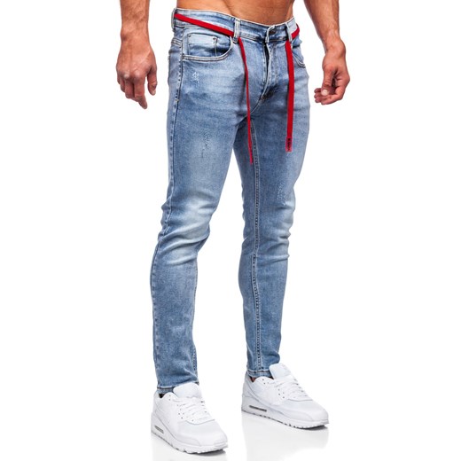 Niebieskie spodnie jeansowe męskie skinny fit Denley KX555-1 36/XL Denley wyprzedaż
