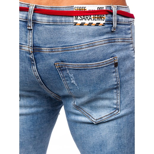 Niebieskie spodnie jeansowe męskie skinny fit Denley KX555-1 30/S wyprzedaż Denley