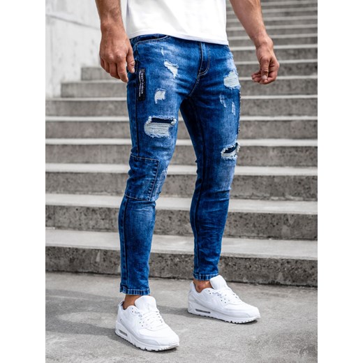 Granatowe spodnie jeansowe męskie slim fit Denley TF249 33/L Denley promocja