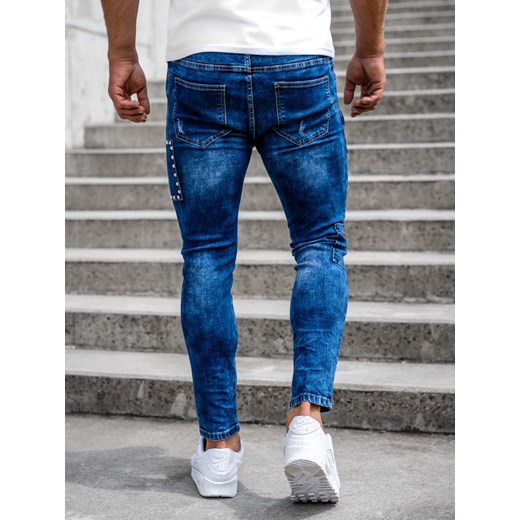 Granatowe spodnie jeansowe męskie slim fit Denley TF249 33/L wyprzedaż Denley