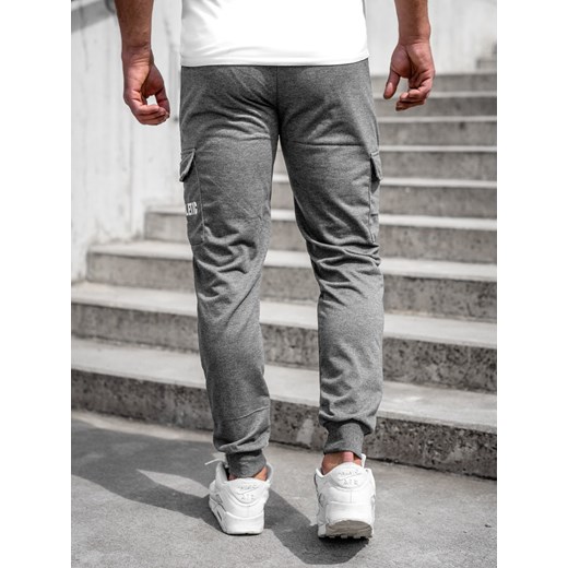 Antracytowe bojówki spodnie męskie joggery dresowe Denley JX5061A XL promocja Denley