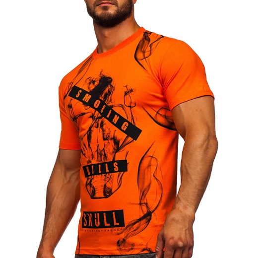 Pomarańczowy bawełniany t-shirt męski Denley 14701 M promocyjna cena Denley