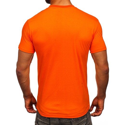 Pomarańczowy bawełniany t-shirt męski Denley 14701 M okazyjna cena Denley