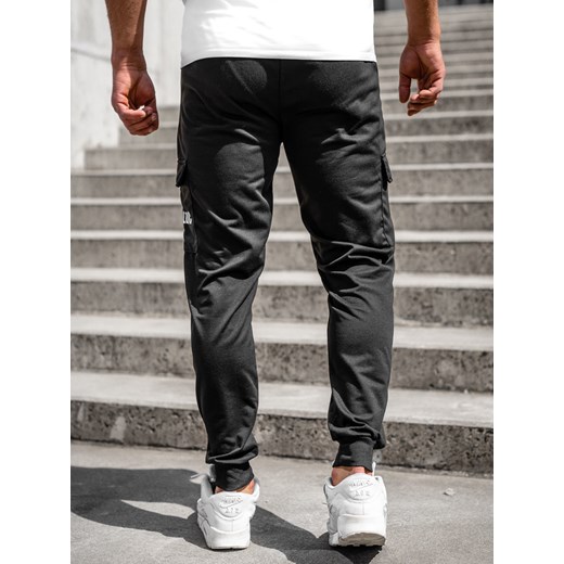 Czarne bojówki spodnie męskie joggery dresowe Denley JX5061A M Denley wyprzedaż