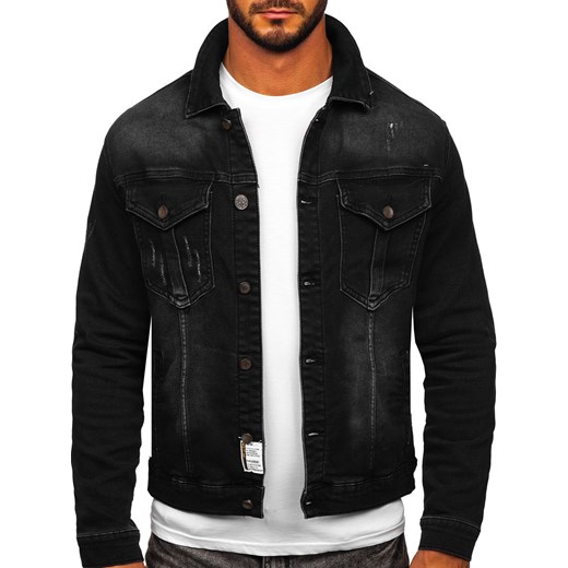 Czarna jeansowa kurtka męska Denley MJ514N XL okazyjna cena Denley