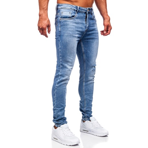 Niebieskie spodnie jeansowe męskie slim fit Denley KA6896S 32/M Denley wyprzedaż