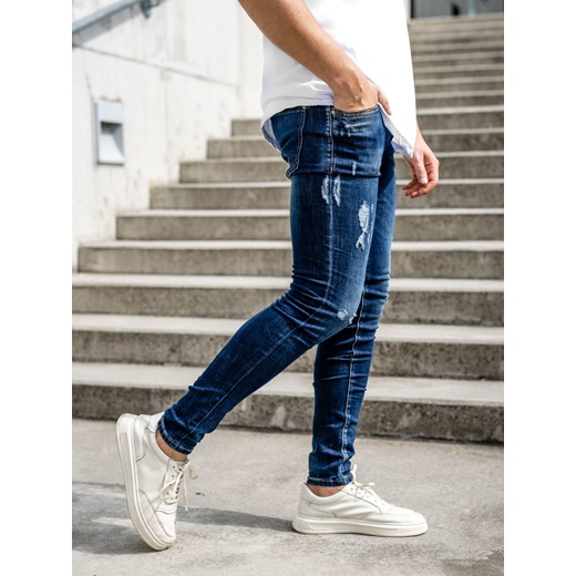 Granatowe spodnie jeansowe męskie slim fit Denley KS2036A 31/M okazja Denley