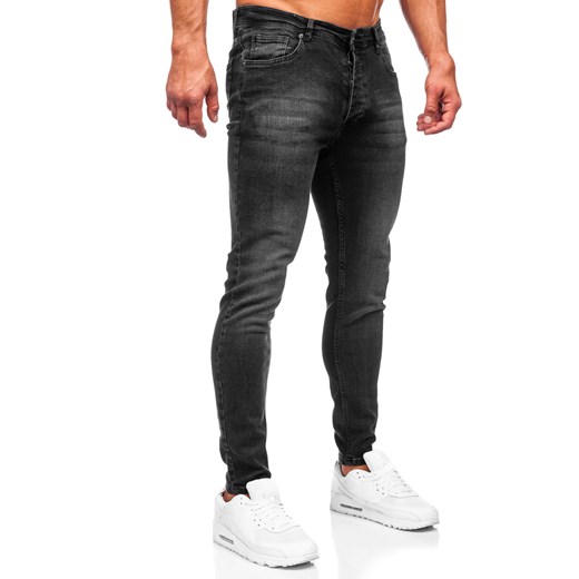Czarne spodnie jeansowe męskie skinny fit Denley R919-1 XL okazyjna cena Denley