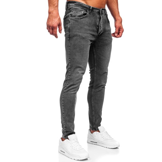 Czarne spodnie jeansowe męskie skinny fit Denley R926-1 M okazyjna cena Denley