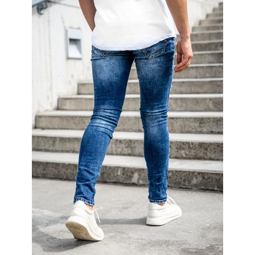 Granatowe spodnie jeansowe męskie slim fit Denley KX718A 38/2XL promocja Denley