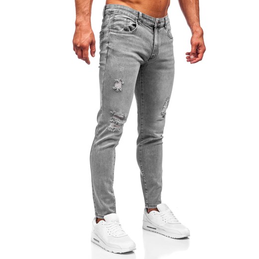 Szare spodnie jeansowe męskie slim fit Denley KX759-C 32/M wyprzedaż Denley