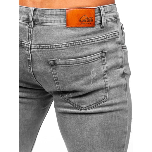 Szare spodnie jeansowe męskie slim fit Denley KX759-C 34/L wyprzedaż Denley