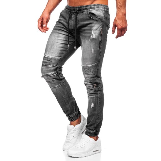 Czarne spodnie jeansowe joggery męskie Denley MP0077N XL promocyjna cena Denley