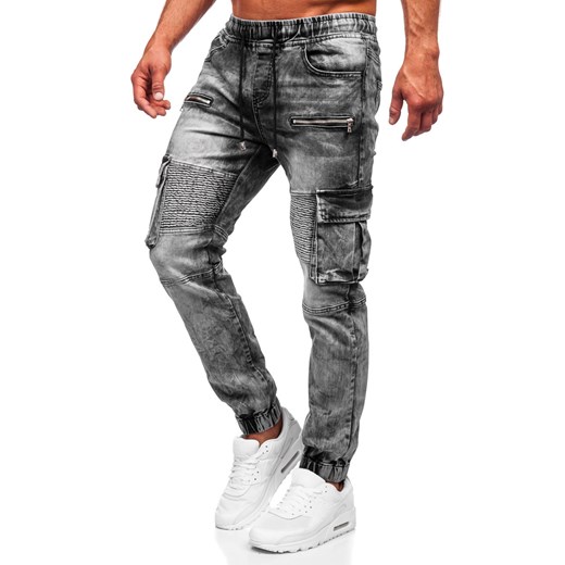 Czarne spodnie jeansowe joggery bojówki męskie Denley MP0112N XL wyprzedaż Denley