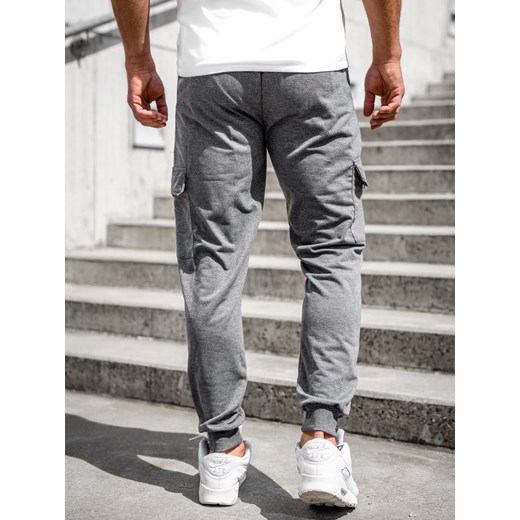 Antracytowe bojówki spodnie męskie joggery dresowe Denley JX5068A XL Denley okazyjna cena