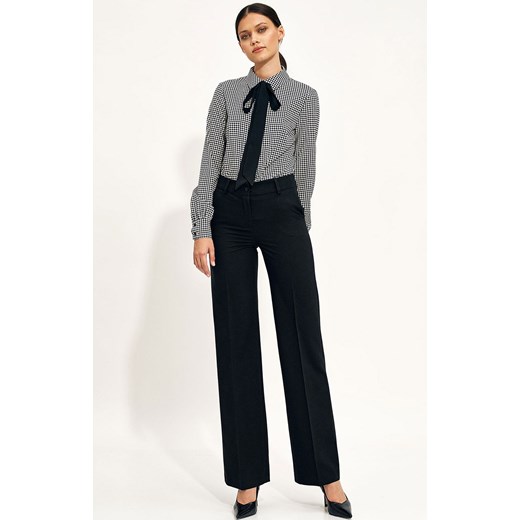 Czarne klasyczne spodnie typu wide leg sd68, Kolor czarny, Rozmiar 36, Nife ze sklepu Primodo w kategorii Spodnie damskie - zdjęcie 144286447
