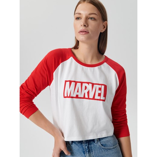 Sinsay - Crop top z nadrukiem Marvel - Pomarańczowy Sinsay XS Sinsay