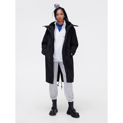 Cropp - Ocieplana parka z kapturem - Czarny Cropp XS Cropp