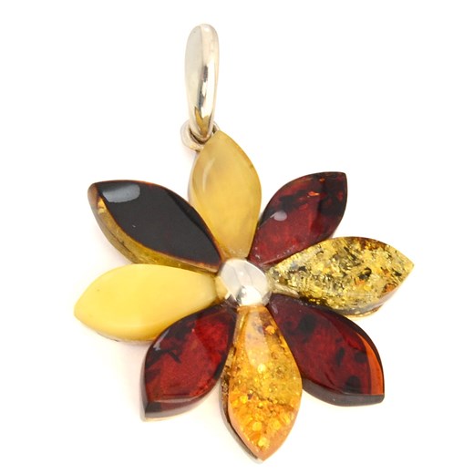 Wisior "Flower" z bursztynem w czterech kolorach Ambertic Ambertic.pl