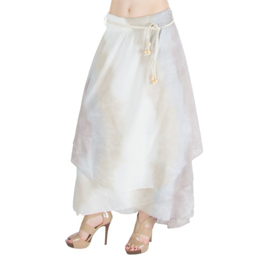 Beżowo- biała kilkuwarstwowa spódnica moodify-pl bialy bawełniane