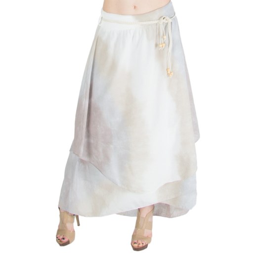 Beżowo- biała kilkuwarstwowa spódnica moodify-pl bialy długie