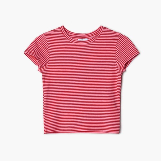 Cropp - Koszulka crop top w paski - Różowy Cropp M okazyjna cena Cropp