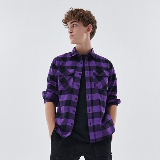 Cropp - Flanelowa koszula w kratę - Fioletowy Cropp M Cropp