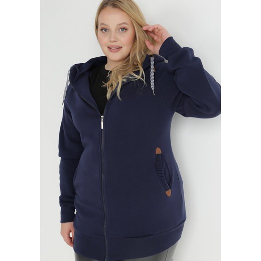 Granatowa Bluza z Kapturem Omphedeia 5XL okazja Born2be Odzież
