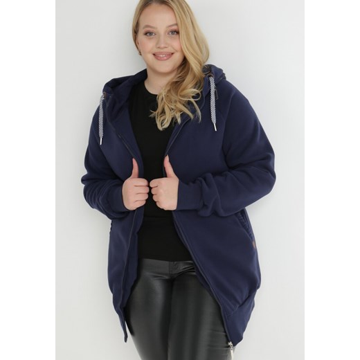 Granatowa Bluza z Kapturem Omphedeia 4XL okazja Born2be Odzież