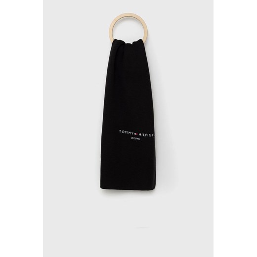 Tommy Hilfiger szalik bawełniany kolor czarny gładki ze sklepu ANSWEAR.com w kategorii Szaliki męskie - zdjęcie 144477838