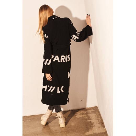 Czarny długi płaszcz  z paskiem Matropolia Miss Lk S/M Lidia Kalita