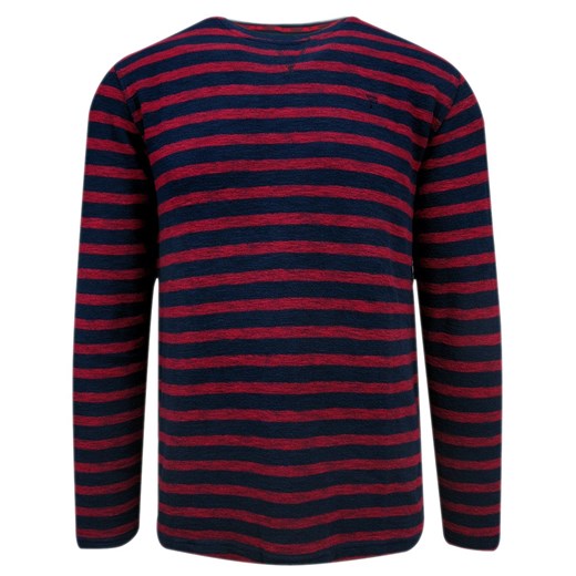 Męski, bawełniany sweter Pioneer w czerwono-granatowe poziome paski SWPION4540moodindigo ze sklepu JegoSzafa.pl w kategorii Swetry męskie - zdjęcie 144559227