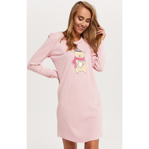 Koszula nocna damska Baula długim rękawem, Kolor różowy-wzór, Rozmiar S, Italian Fashion ze sklepu Intymna w kategorii Koszule nocne - zdjęcie 144604289