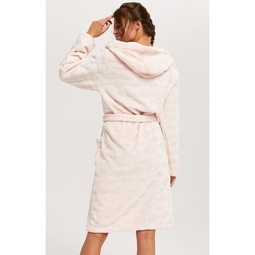 Ciepły szlafrok damski Drina z długim rękawem, Kolor jasnoróżowy, Rozmiar S, Italian Fashion ze sklepu Intymna w kategorii Szlafroki damskie - zdjęcie 144604298