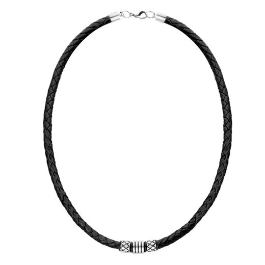 Zdobiony naszyjnik męski z charmsami beadsami na czarnym plecionym rzemieniu ze sklepu manoki.pl w kategorii Naszyjniki męskie - zdjęcie 144620159