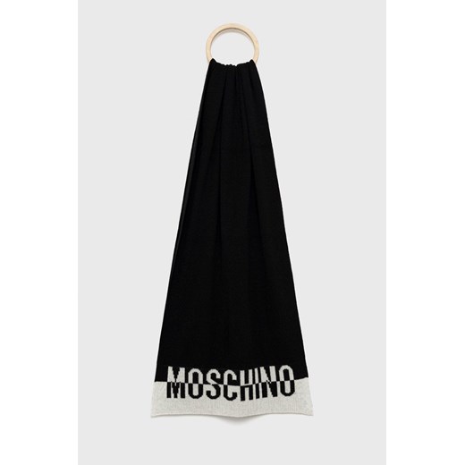Moschino szalik z domieszką wełny kolor czarny wzorzysty Moschino ONE ANSWEAR.com