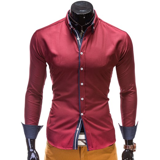 Koszula K118 - BORDOWA ombre czerwony koszule