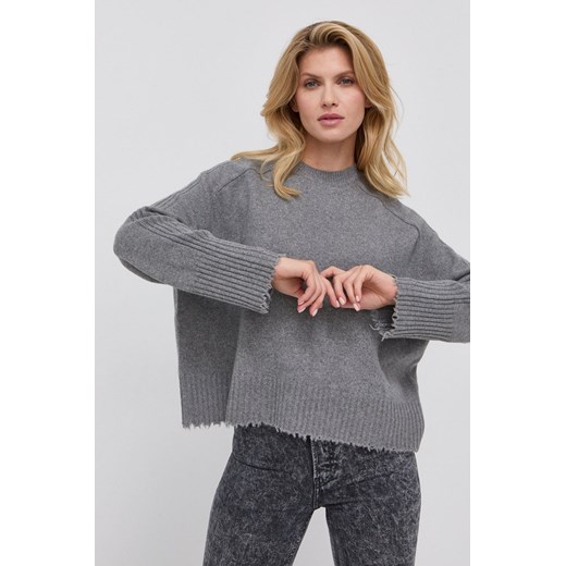 AllSaints Sweter damski kolor szary L promocyjna cena ANSWEAR.com