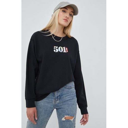 Levi's bluza bawełniana damska kolor czarny z nadrukiem L promocyjna cena ANSWEAR.com