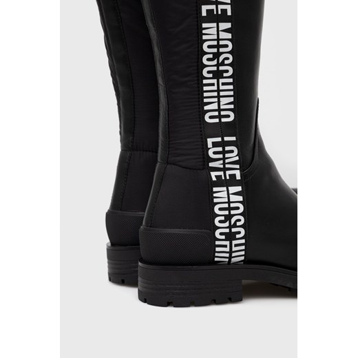 Love Moschino kozaki damskie kolor czarny na płaskim obcasie Love Moschino 37 ANSWEAR.com