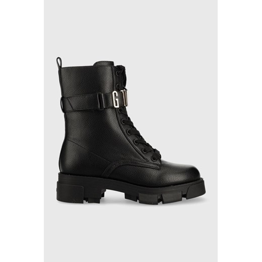 Guess workery Madox damskie kolor czarny na płaskim obcasie Guess 41 ANSWEAR.com