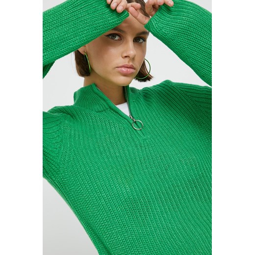 Only sweter damski kolor zielony z półgolfem XS ANSWEAR.com